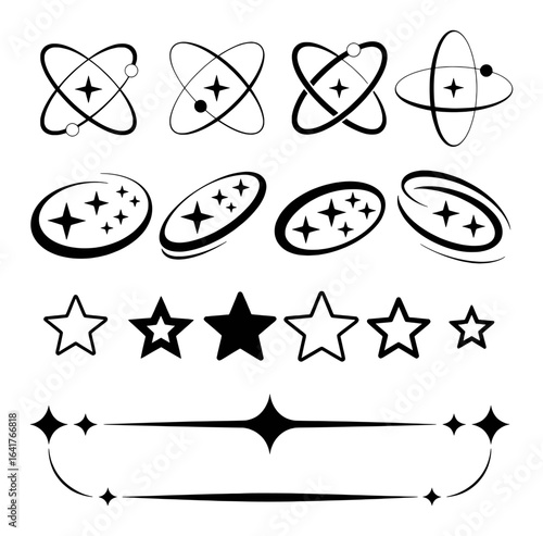 Atomic orbital and star graphic elements electron nucleus