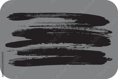 Abstract black brush strokes on a textured gray background with rounded corners