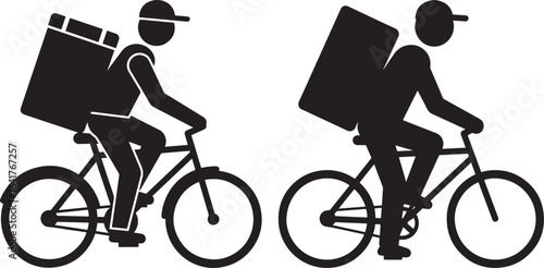 Two delivery cyclists with large cargo boxes silhouette