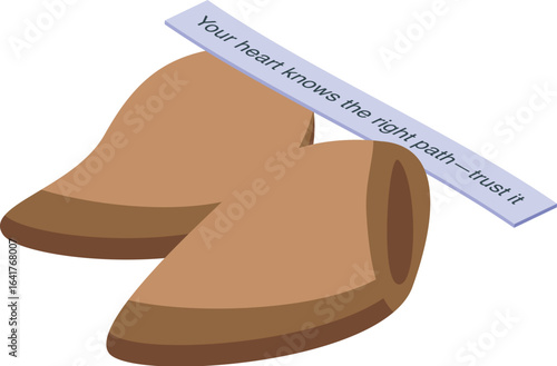 Open fortune cookie revealing a positive message, inspiring trust in one's own heart and intuition