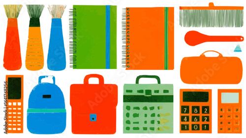 Isolate, vector children's illustration, school supplies, for children's web design, creative style Freaks, vector graphics for sites, landing pages, advertising, web design