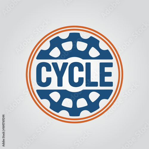 Bicycle badges emblem for bike cycling recent vector gears wheels bicycle parts. The logo is designed to convey the idea of a bicycle.
