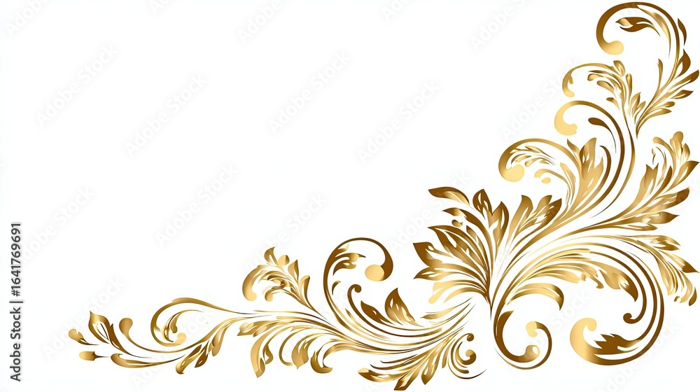 Fototapeta premium Elegant Gold Line Details on Minimal White Background
