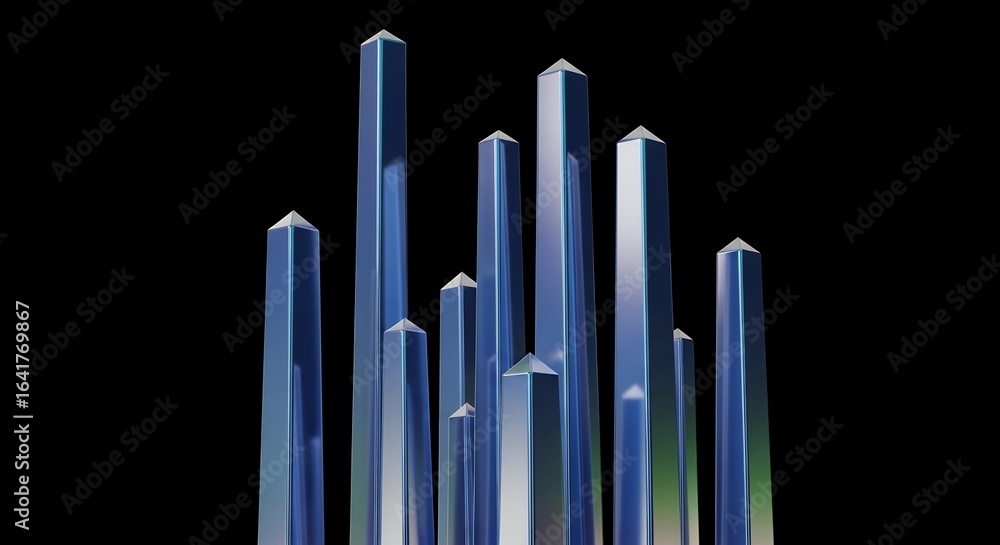 Obraz premium Abstract Blue Crystal Peaks Graphic Modern Data Visualization Illustration for Business Reports and Financial Analysis Concepts
