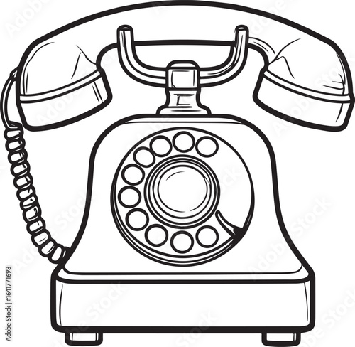 Classic Landline Phone Silhouette in Black | Retro Telephone Icon