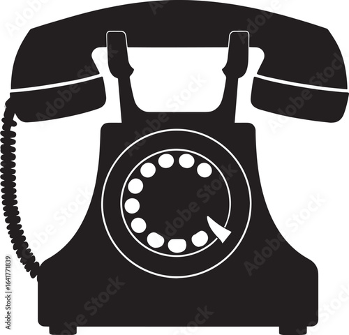 Classic Landline Phone Silhouette in Black | Retro Telephone Icon