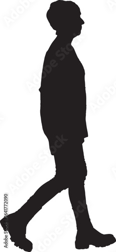 vector,silhouette of side view of a woman walking in tight jean pants
