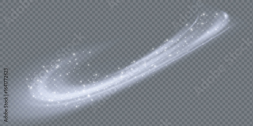 Realistic snow storm or wind swirls isolated on transparent background. Vector illustration of white spiral, wave, curve vortex effect. Symbol of fresh air, blizzard, magic power speed, tornado