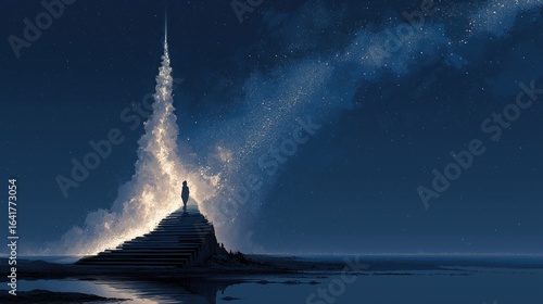 A 3d hologram of data and a human symbolizing an AI agent and AGI technology using agentic superintelligence in the future for autonomy and the growth of ASI during the singularity