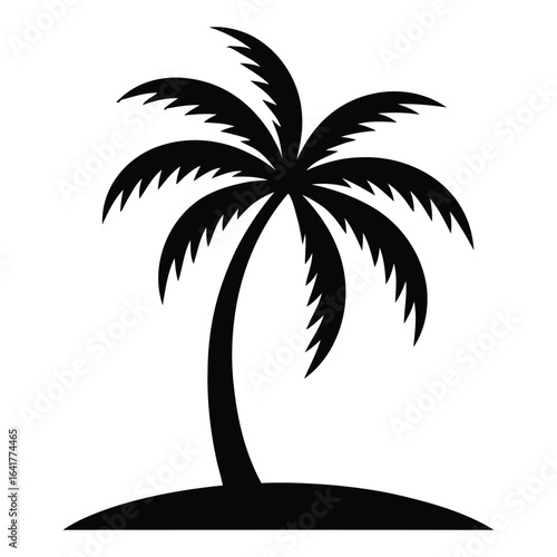 Minimalist palm tree logo for beachwear and surf brands vector isolated black and white for tropical lifestyle branding