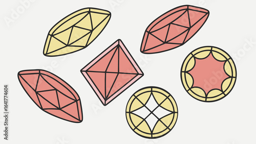 set of colorful diamond