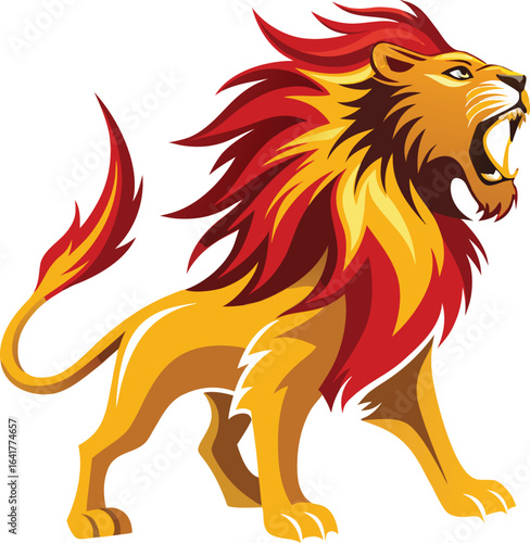 Roaring Lion Mascot Logo Vector on White Background