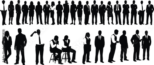 Business silhouettes, professional team, corporate figures, office workers, business attire, 
 interaction, group, modern, success