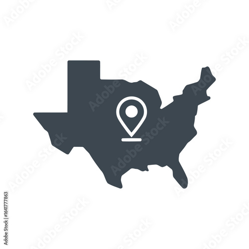Texas State Map with Location Pin, USA Geography, Lone Star State, Destination, Travel