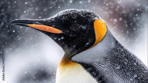 Wallpaper Mural The majestic penguin amidst a snowfall in the wild Arctic landscape. Torontodigital.ca