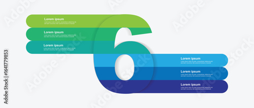 6 step slide infographic template. Modern business graphic information and presentation.