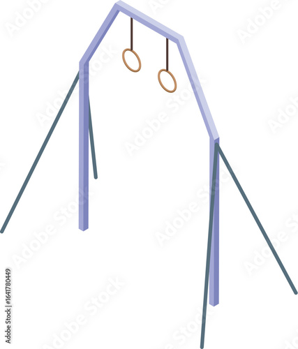 Metal frame with gymnastic rings inviting to outdoor workout