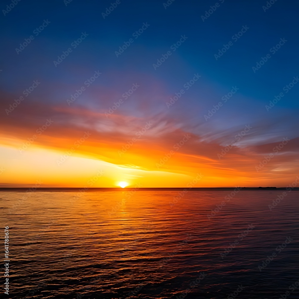 Fototapeta premium Sunset over water, vibrant colors