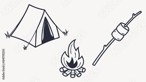 camping icons set