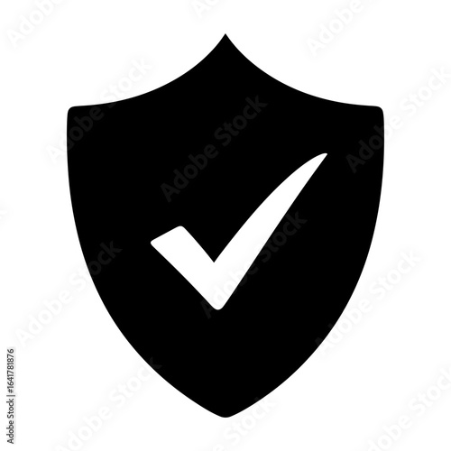 Shield icon with check mark representing security protection and approval for safety and verification