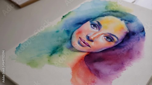 Vibrant Watercolor Portrait of a Woman