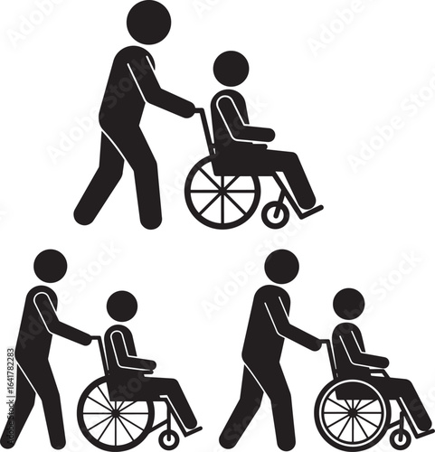 Assistance for wheelchair users silhouette