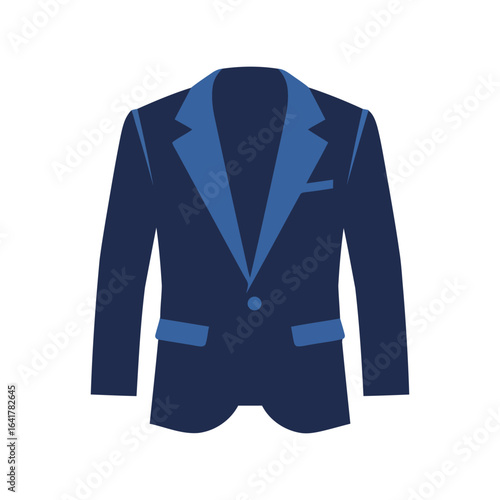 Blue business suit jacket vector illustration formal wear professional clothing smart casual attire men s fashion icon isolated graphic