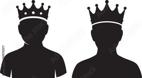 Two royal figures wearing crowns silhouette
