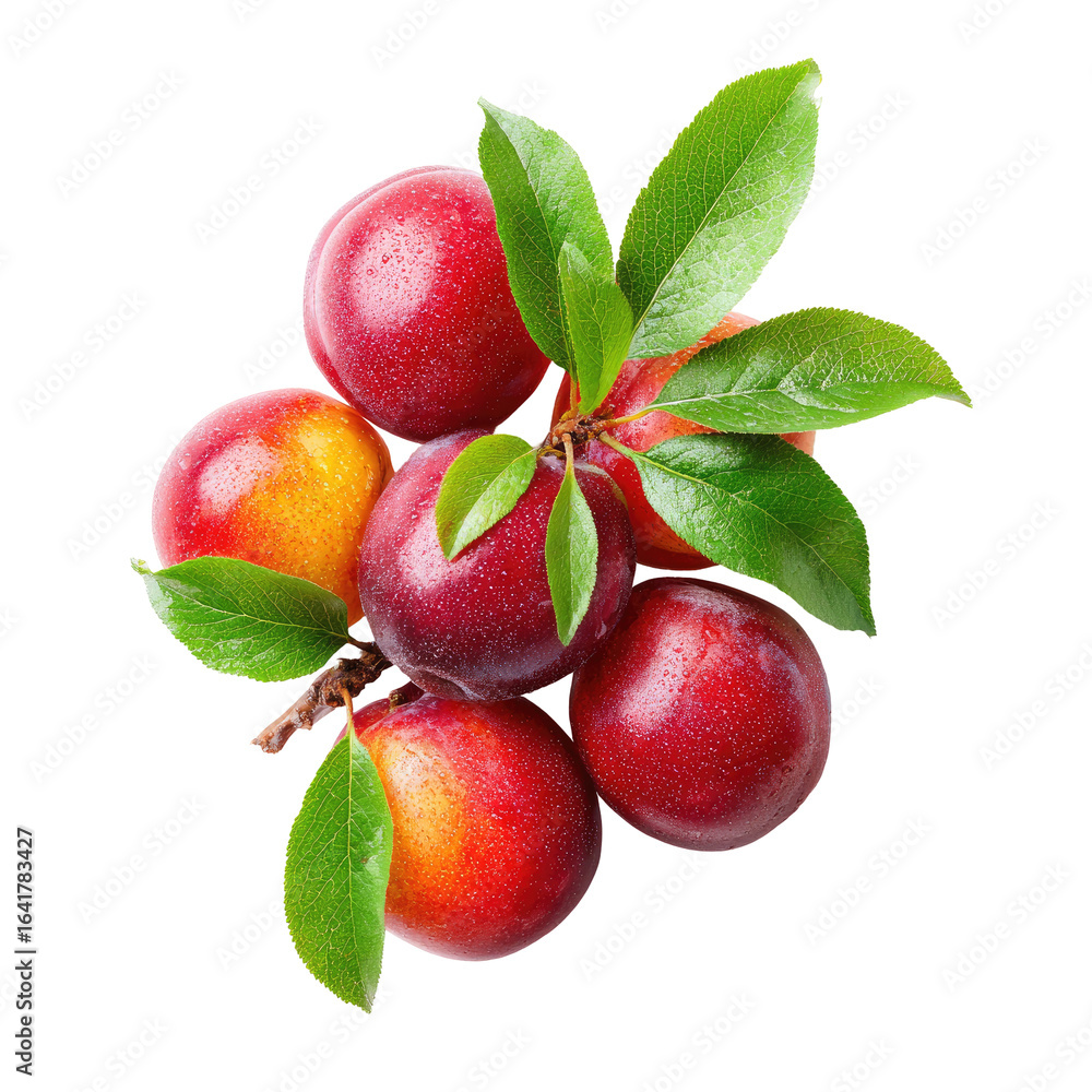 Obraz premium Close-up of plums and leaves