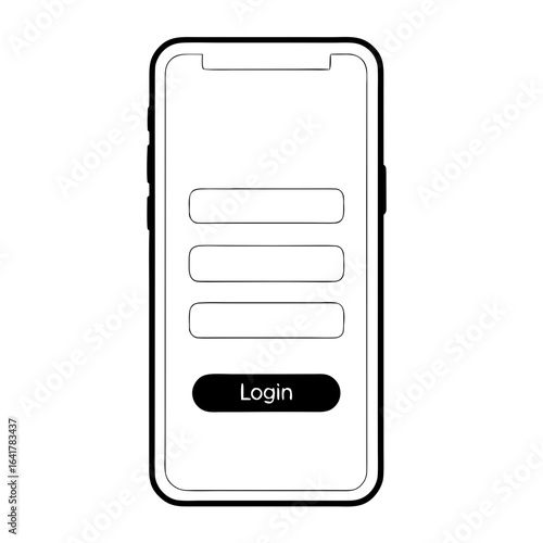 Simple line art mobile phone login screen interface