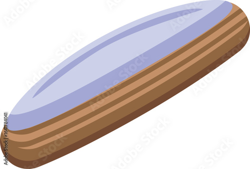 Sweet eclair with purple icing filling isolated on white background representing french dessert