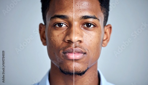 Man with contrasting skin tones