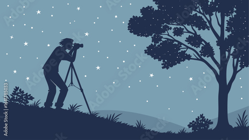 Astronomy star gazing vector illustration