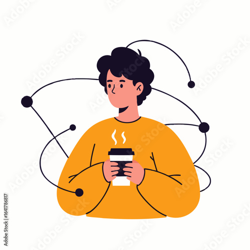 An individual finds comfort and connection in a digital world, representing modern remote work, global collaboration, and virtual team well-being.