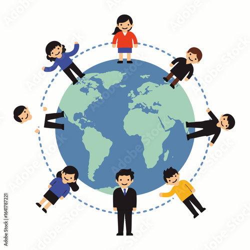 Diverse professionals connect virtually around the world, fostering strong remote collaboration and a cohesive international work environment, emphasizing unity and support.