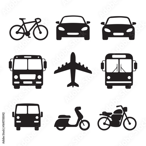 Wallpaper Mural Collection of various transportation vehicles including bicycle, cars, bus, airplane, and motorcycle isolated on white background Torontodigital.ca