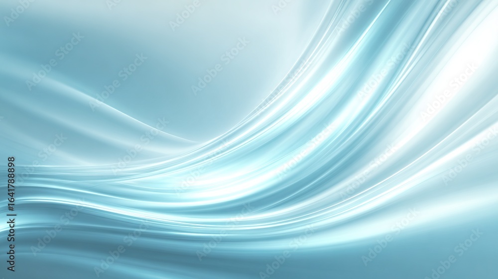 Fototapeta premium Elegant flowing curves in luminous light blue tones with silky texture, abstract smooth wave design for modern and refreshing visuals