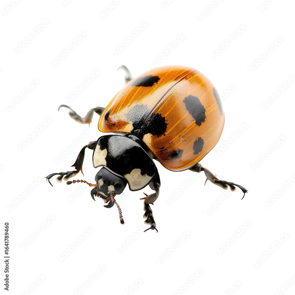 Fototapeta premium Ladybug close-up, studio shot, black background, insect detail, nature photography