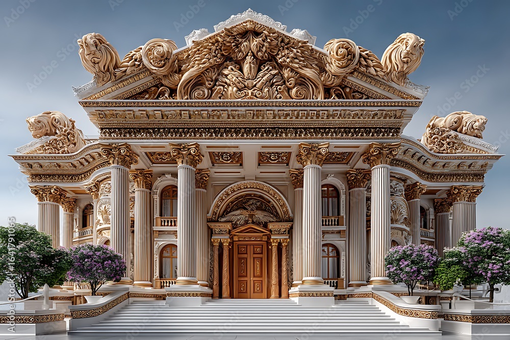 Fototapeta premium Impressive temple featuring detailed sculptural work high resolution picture.