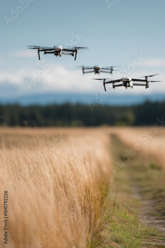 swarm of drones systematically targets pests on plants enhancing agricultural resilience
