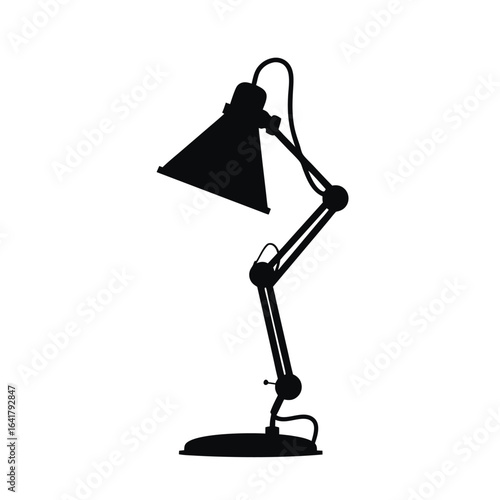 Black silhouette of an adjustable desk lamp white background 4