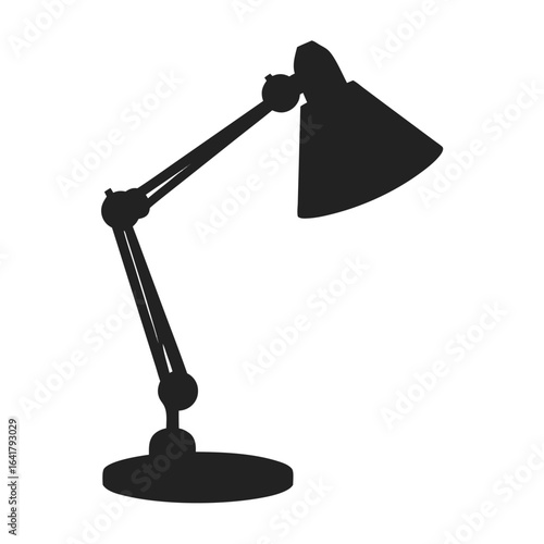 Black silhouette of an adjustable desk lamp white background 5