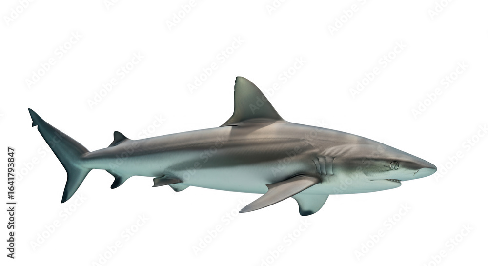 Fototapeta premium A gray shark isolated on a transparent background