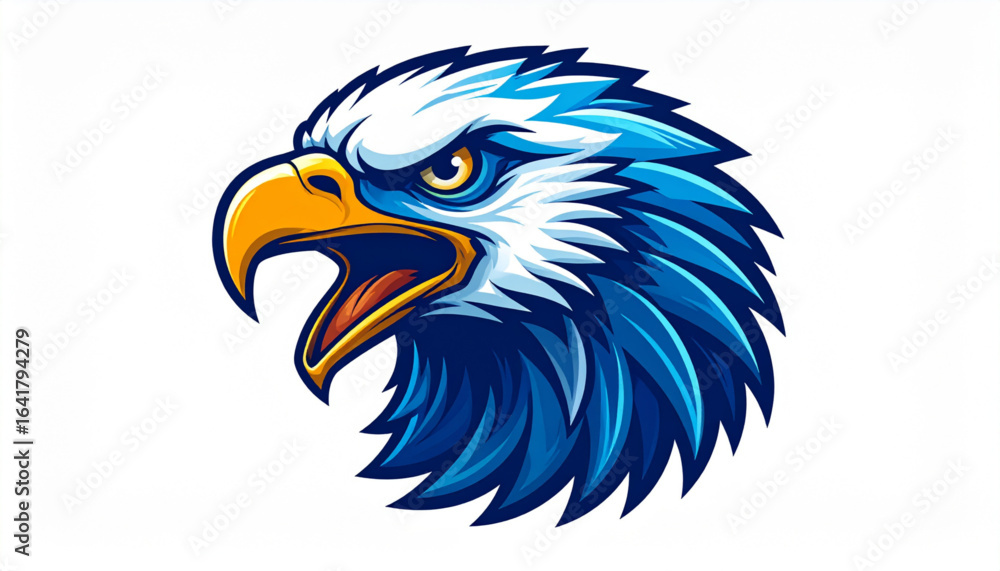 Obraz premium A striking illustration of an eagle's head, showcasing its detailed features and intense gaze.