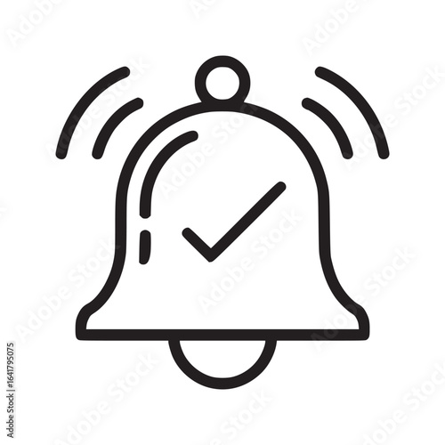 A ringing bell icon with a check mark inside indicating a notification or confirmation message received