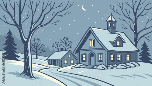 winter landscape with houses