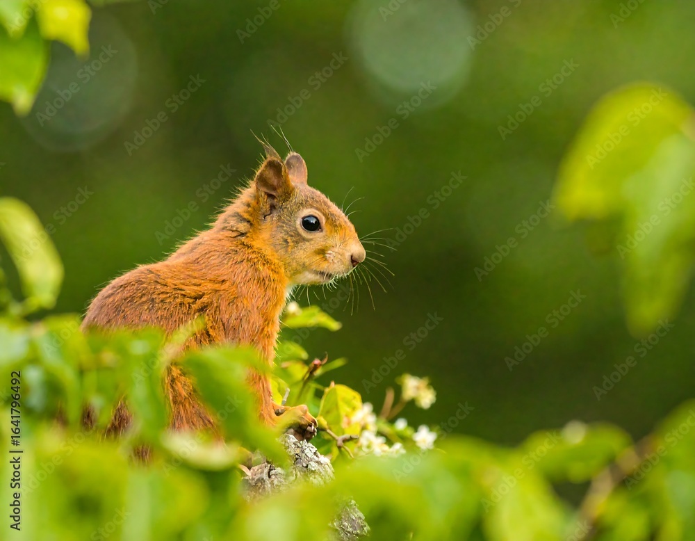 Fototapeta premium Red squirrel in tree