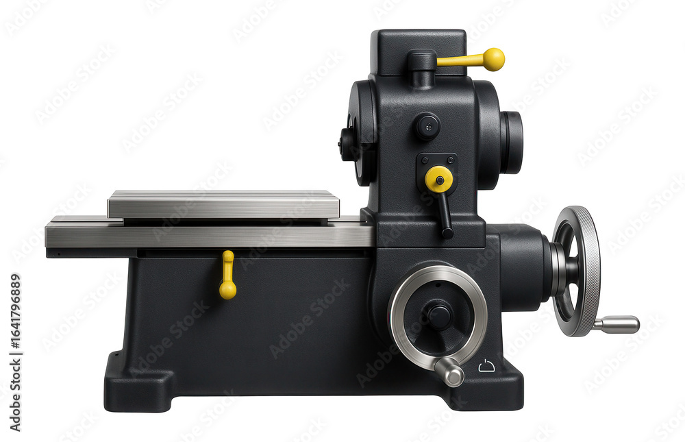 Fototapeta premium Horizontal thread grinding machine with a sliding table and manual wheel adjustment for small batch production in a local machine shop