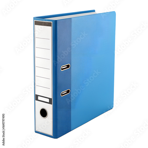  blue white office folder ring binder isolated on white background