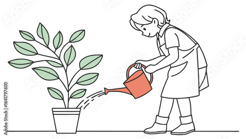 woman watering flowers
